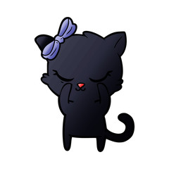 cute cartoon cat with bow