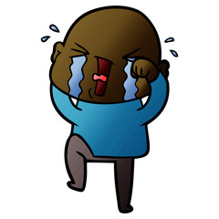 cartoon crying bald man