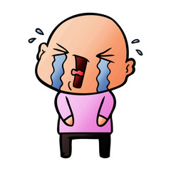 cartoon crying bald man