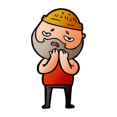 Obraz premium cartoon worried man with beard