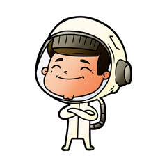 happy cartoon astronaut