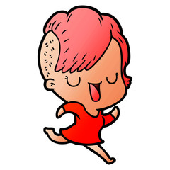 cute cartoon girl with hipster haircut