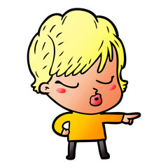 cartoon woman with eyes shut