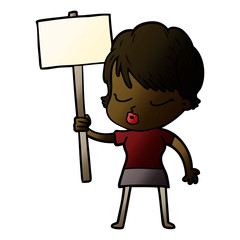 cartoon woman with eyes shut