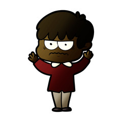 annoyed cartoon boy