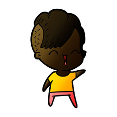cartoon happy hipster girl