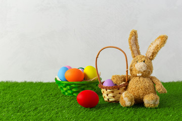 Easter eggs on the grass