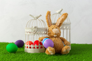 Easter eggs on the grass