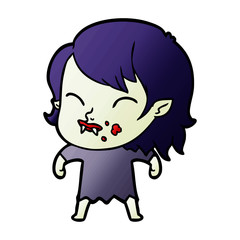 cartoon vampire girl with blood on cheek