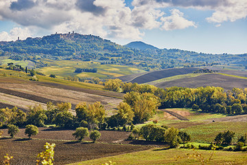 Fototapeta na wymiar Landscape of San Quirico d'Orcia, Tuscany, Italy
