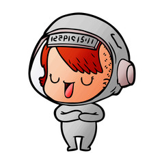 Obraz premium cartoon astronaut woman