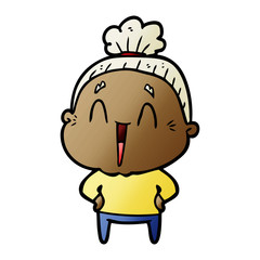 cartoon happy old lady