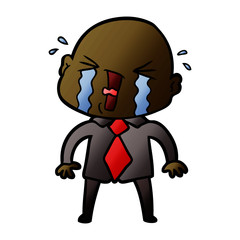 cartoon crying bald man