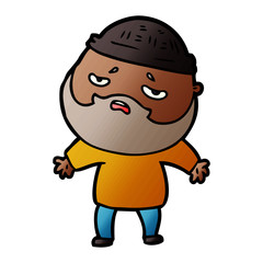 Obraz premium cartoon worried man with beard