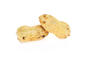 Peanuts on a white background