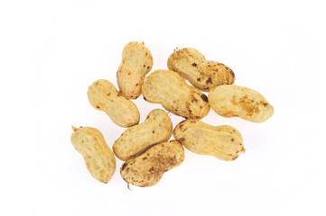 Peanuts on a white background