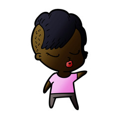 cartoon pretty hipster girl