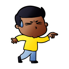 cartoon man sweating