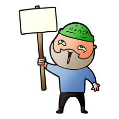 cartoon happy bearded man