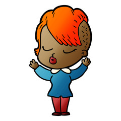 Obraz premium cartoon pretty hipster girl