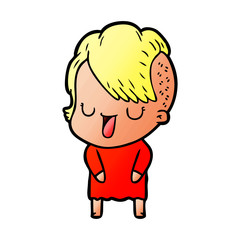 cute cartoon girl with hipster haircut