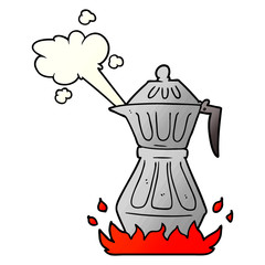 cartoon steaming espresso pot