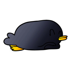 penguin lying on belly