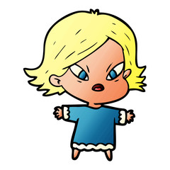 cartoon stressed woman