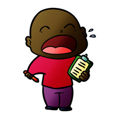 cartoon shouting bald man