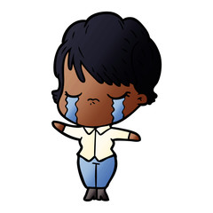 cartoon woman crying