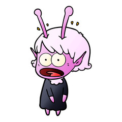 cartoon shocked alien girl