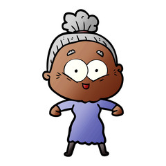 cartoon happy old woman