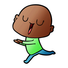 happy cartoon bald man