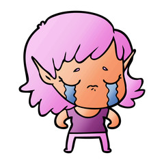 cartoon crying elf girl