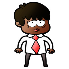 cartoon exhausted boy