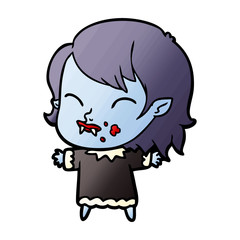 cartoon vampire girl with blood on cheek
