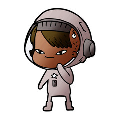 Obraz premium cartoon astronaut woman