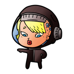 cartoon astronaut woman