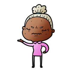 cartoon annoyed old lady