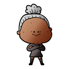 cartoon happy old woman