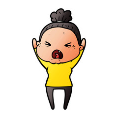 cartoon angry old woman