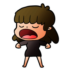 cartoon woman talking loudly