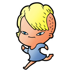 cute cartoon girl with hipster haircut