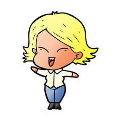 happy cartoon girl