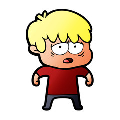 cartoon exhausted boy