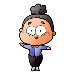 cartoon happy old woman