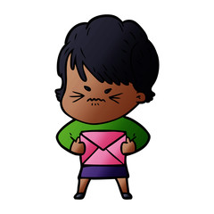 cartoon frustrated woman