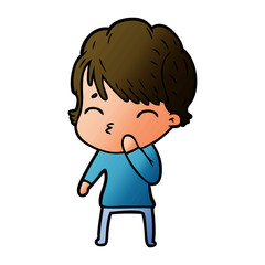 cartoon woman thinking