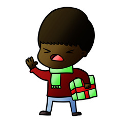 cartoon stressed man