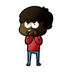 worried cartoon boy